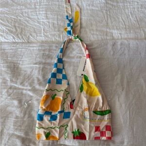 Colorful Halter Top with Fruit Print